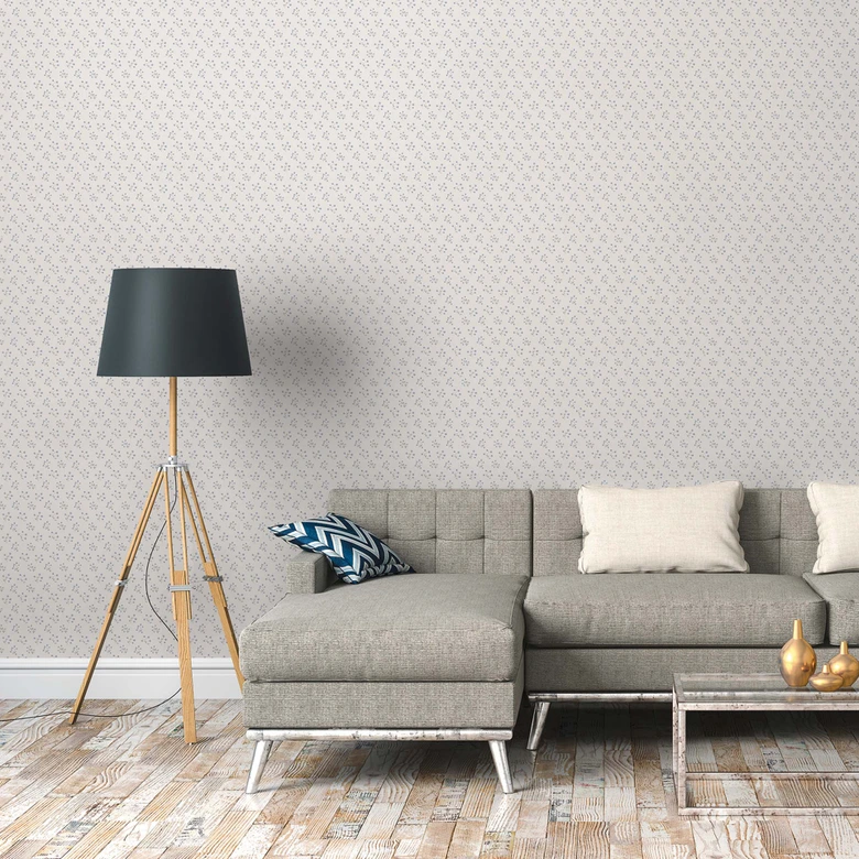 Papier peint à fleurs blanc bleu - Papier peint intissé maison de campagne A.S. Création - mat et légèrement structuré 