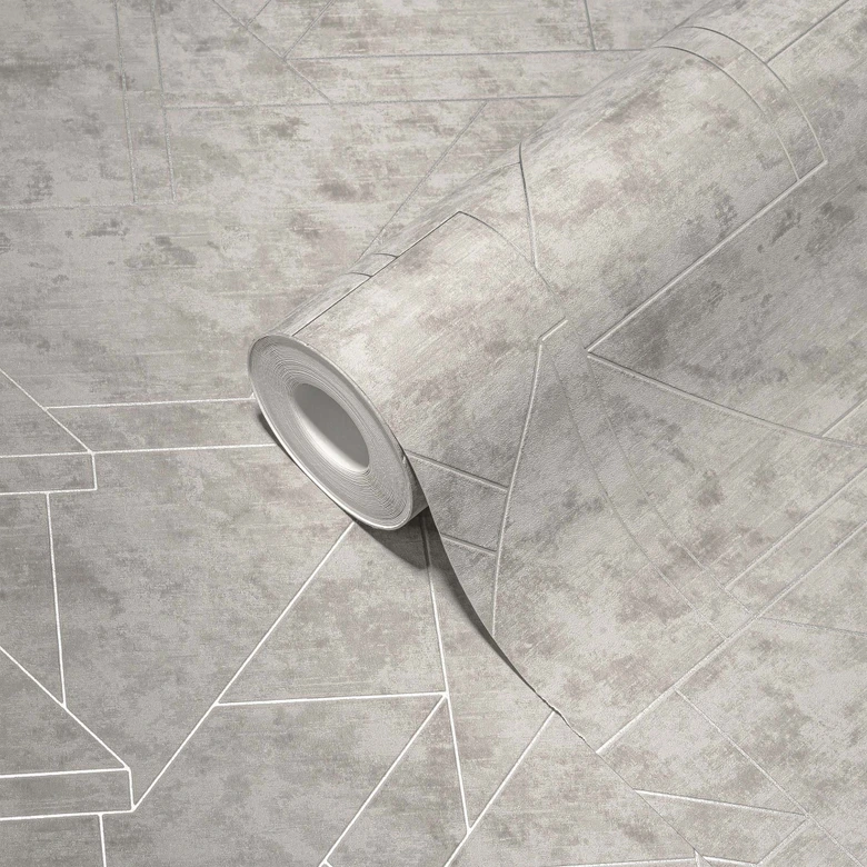 Designerska tapeta szara nowoczesna - graficzna tapeta włókninowa do salonu, sypialni, przedpokoju 