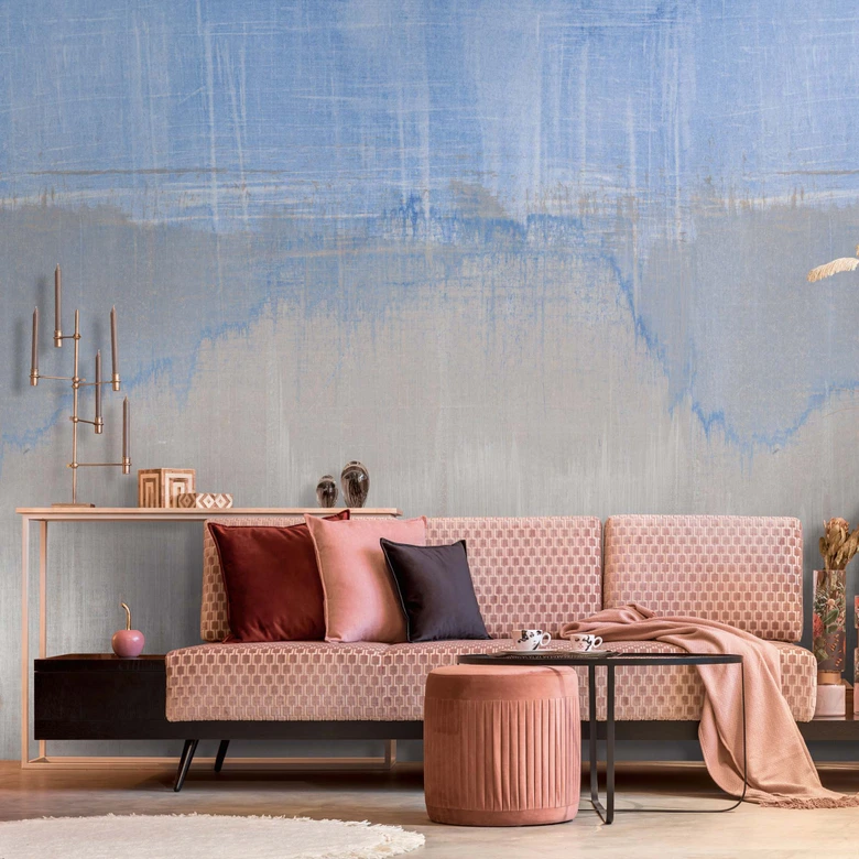 papier peint abstrait bleu gris - papier peint intissé art Livingwalls - mat et lisse 