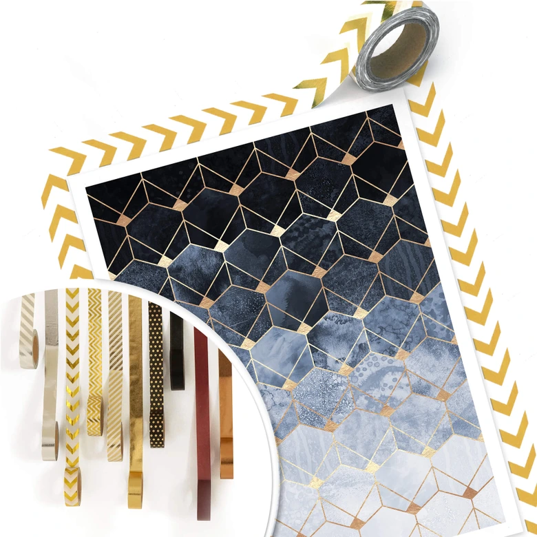 Poster Fredriksson - Hexagone: Blau und Gold 