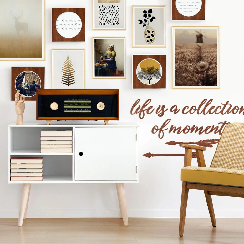 Poster Kubistika – Goldener Farn 