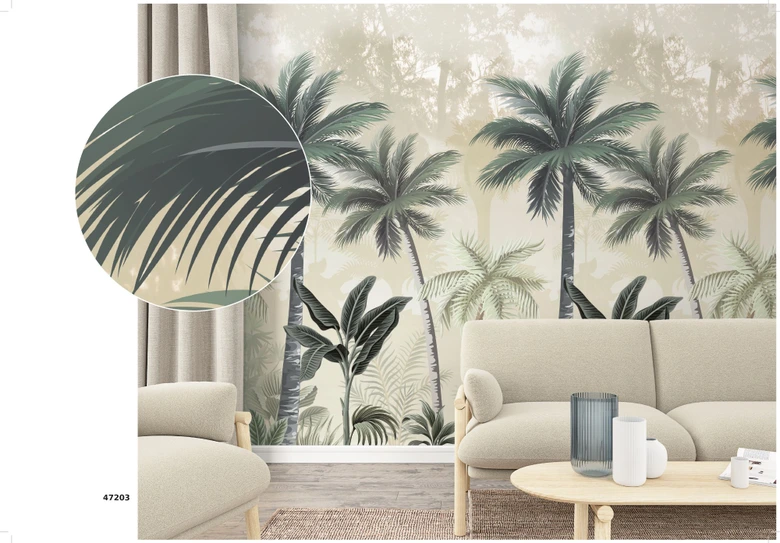 Fototapete mit Palmen Grün, Beige ,Floral 2,70 x 1,59 m 