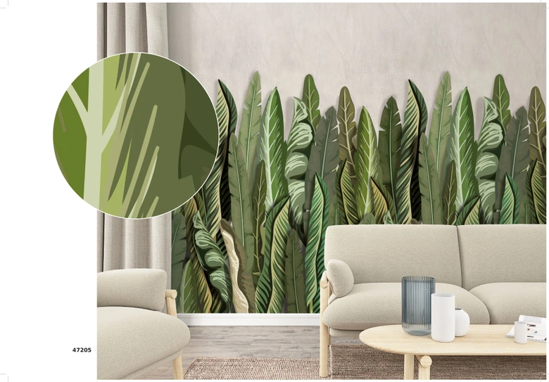 Fototapete mit Blattmotiv Grün, Beige ,Floral 2,70 x 1,59 m 