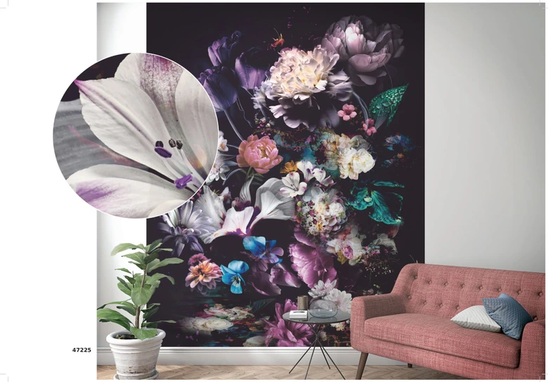 Fototapete in großem Blumenmotiv Lila ,Floral 2,70 x 2,12 m 