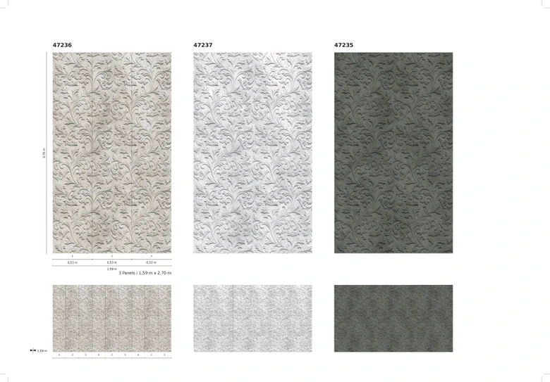 Fototapete mit Damask Motiv Anthrazit ,Ornamental 2,70 x 1,59 m 