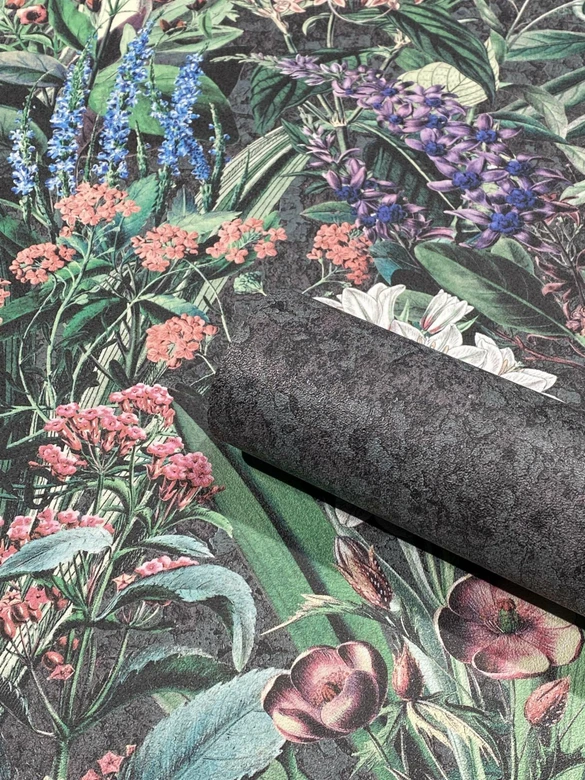 Vliestapete als strukturiertes Uni anthrazit Grafisch 