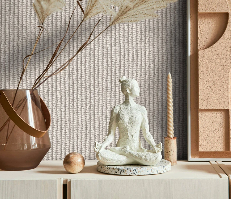 Vliestapete in gewebter Optik grau, beige Grafisch 