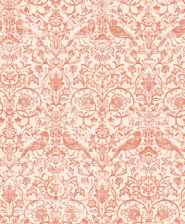 Vliestapete Vögel, Blumen Floral Natur in Beige 