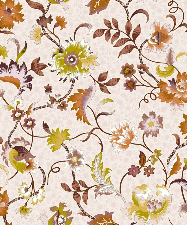 Vliestapete Blumen, Blätter Floral Natur in Rosa-Braun 