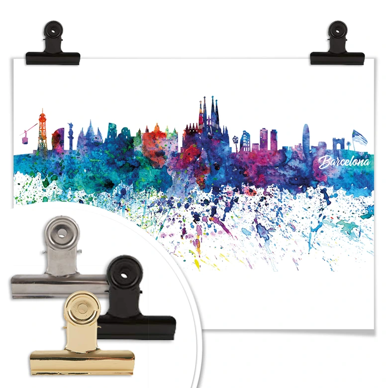 Poster Bleichner - Barcelona Aquarell Skyline 