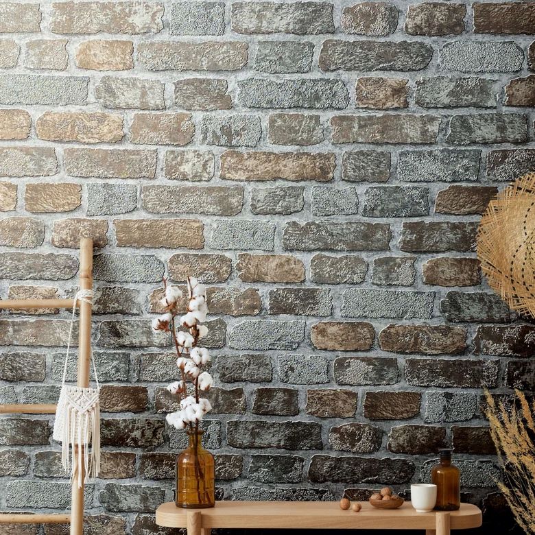 Steinoptiktapete, Vliestapete greige 