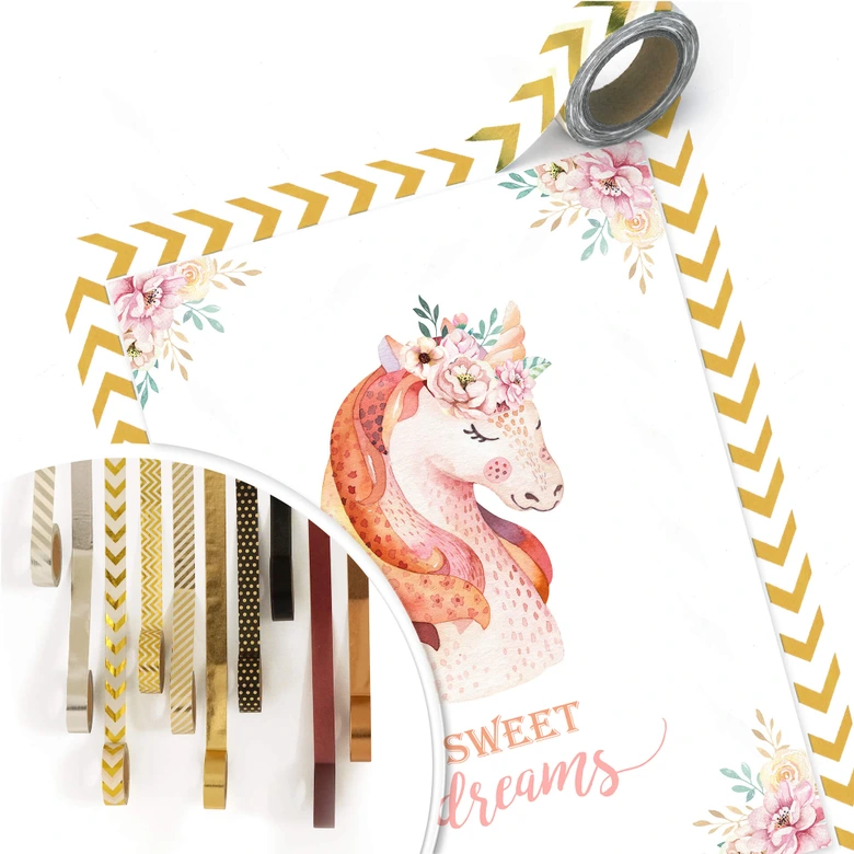 Poster Kvilis - Sweet Dreams - Einhorn mit Blumenkranz 