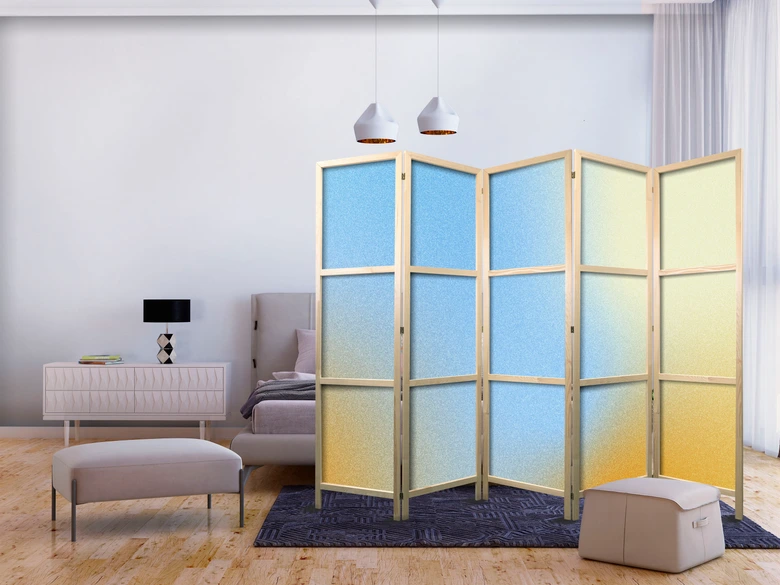 Japanischer Paravent, Raumteiler freistehend, Trennwand - Energetic Gradient: Vibrant Colors 