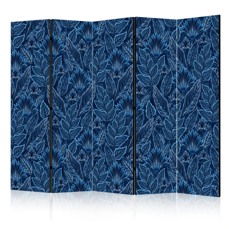 Paravent, Raumteiler freistehend, Trennwand - Dense Vegetation: Botanical Patterns in Blue 