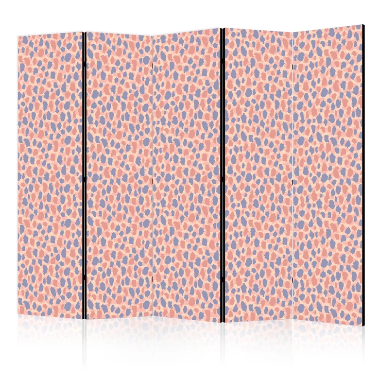 Paravent, Raumteiler freistehend, Trennwand - Giraffe Pattern - Colorful Animal Pattern in Blue-Pink Spots 