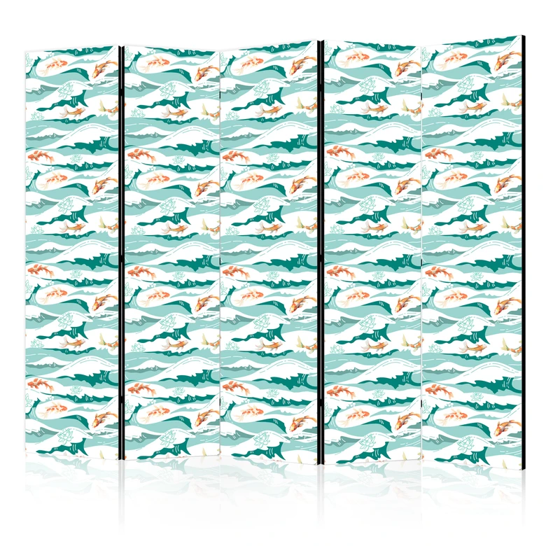 Paravent, Raumteiler freistehend, Trennwand - Fish Leaping Above the Waves 