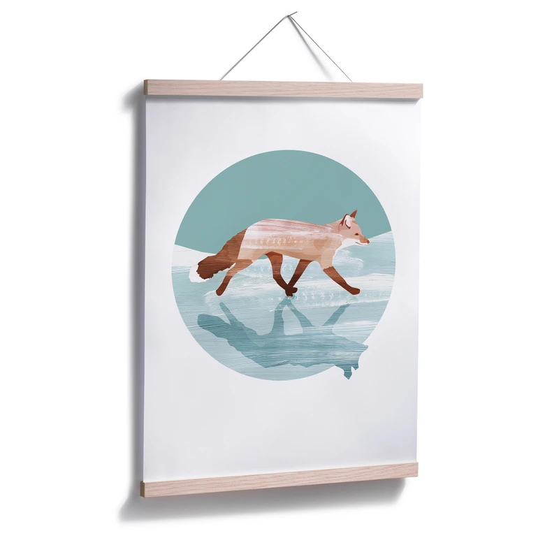 Poster Goed Blauw - Fuchs im Schnee 