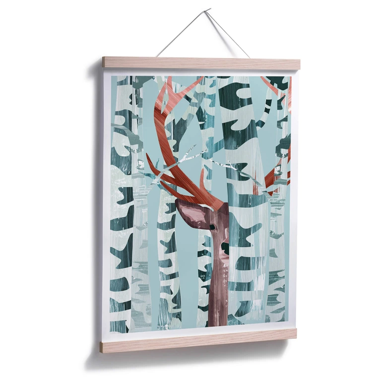 Póster Goed Blauw - Ciervos en el bosque 