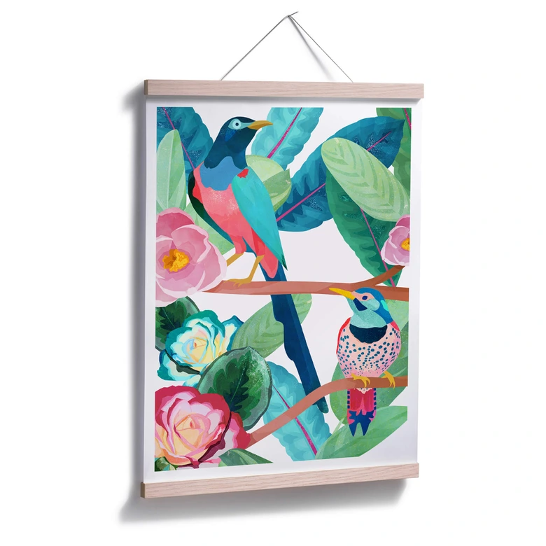 Poster Goed Blauw - Vögel im Frühling 