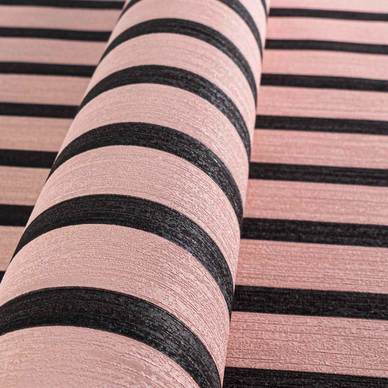 Carta da parati in tessuto non tessuto opaco in rosa e nero - Carta da parati moderna per ragazze con aspetto a pannelli 3D 