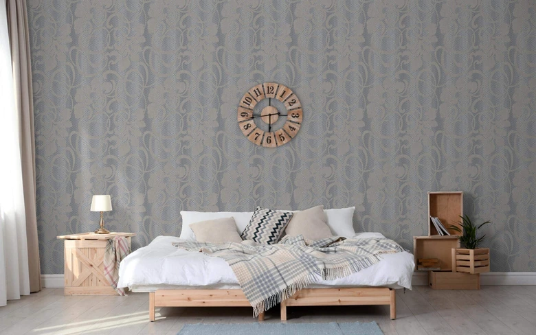 Vliestapete Ornamental Klassisch in Grau , Lounge 
