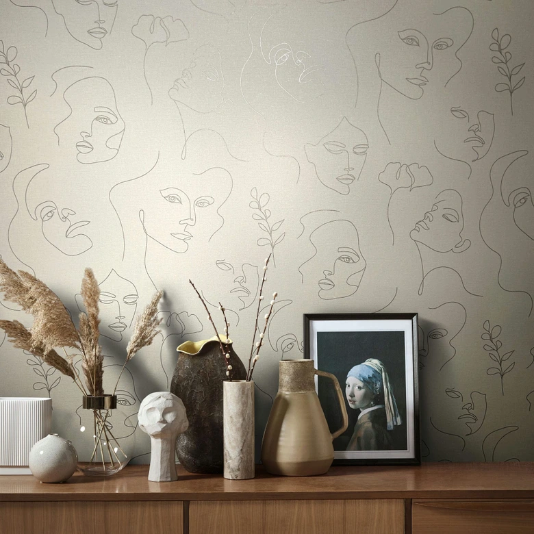 Karakteristiek behang, vliesbehang Novamur Kylie beige 
