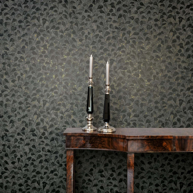 Vliestapete Blätter, Beton Floral Natur in Grau 