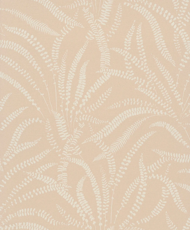 Non-woven wallpaper leaves, tendrils floral nature in orange 