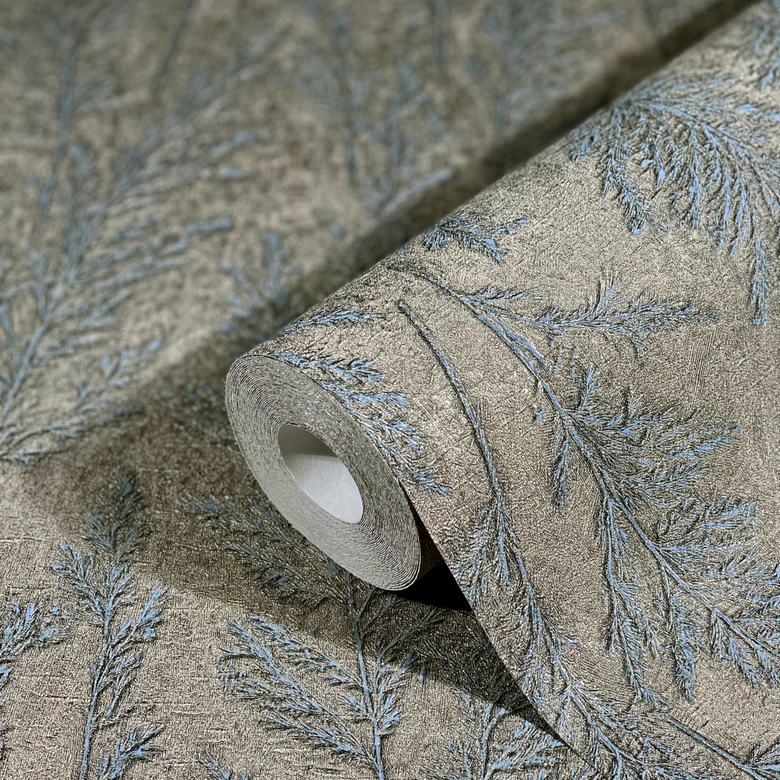 Vliestapete mit feinen Ästen platin Floral 