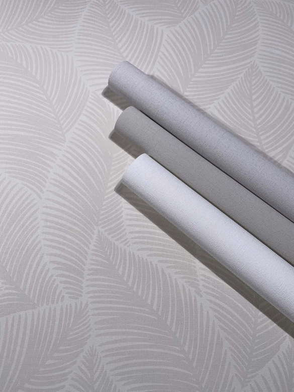 Papel pintado no tejido hojas naturaleza floral mate en beige 