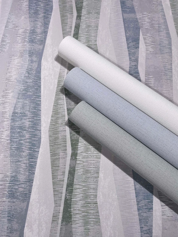 Vliesbehang strepen grafisch modern mat in grijs groen 
