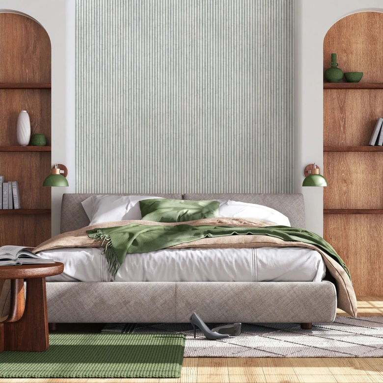 Papel pintado no tejido en gris mármol aspecto piedra panel rayas clásico  