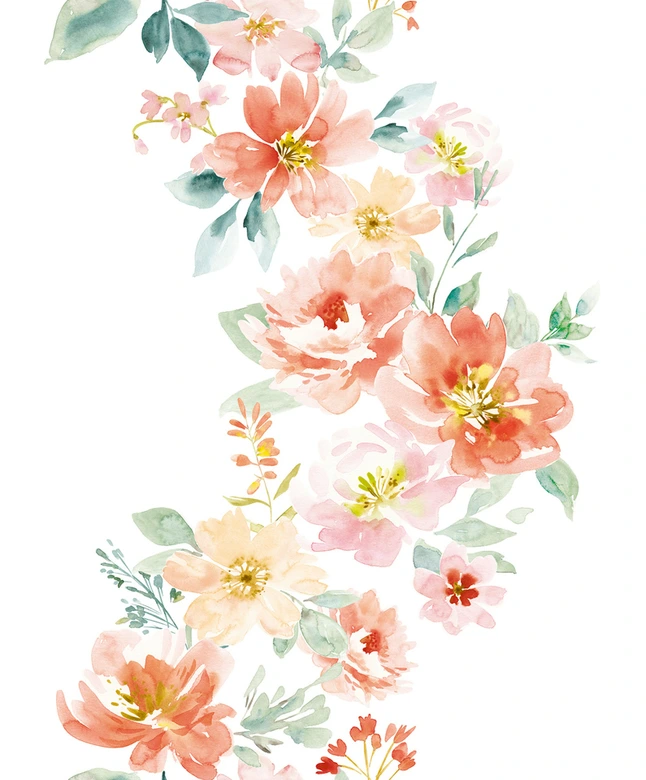Vliestapete Blumen Floral Natur, Romantisch, Modern matt in Weiß Orange 