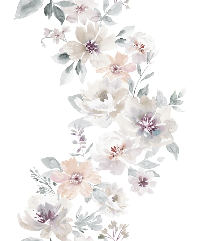 Vliestapete Blumen Floral Natur, Romantisch matt in Weiß Grau Beige 