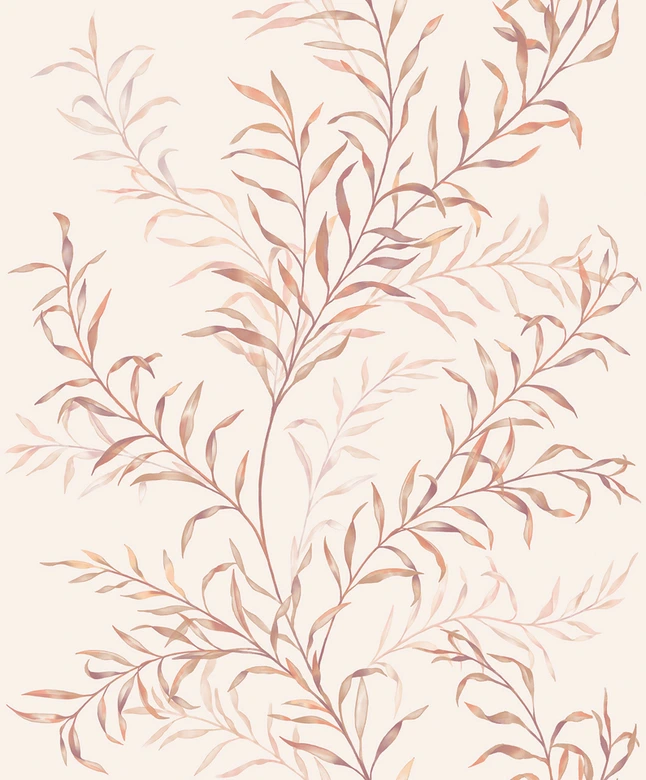 Non-woven wallpaper leaves floral nature matt in white pink beige 