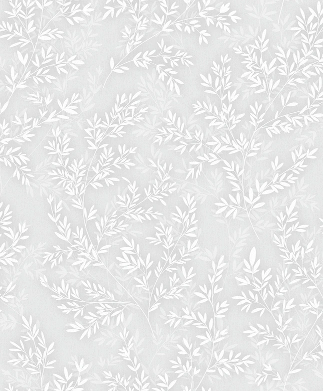 Vliestapete Blätter Floral Natur matt in Grau Weiß 