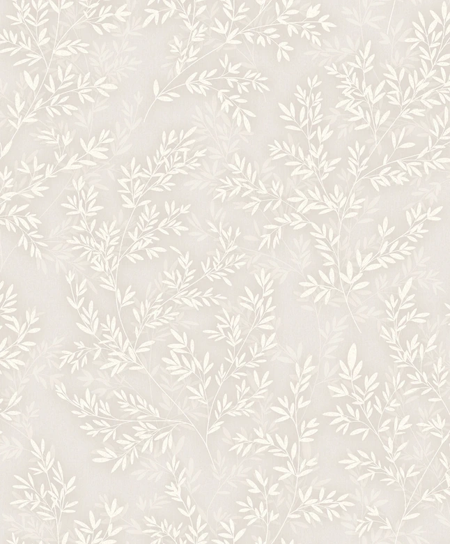 Vliestapete Blätter Floral Natur matt in Grau Beige 