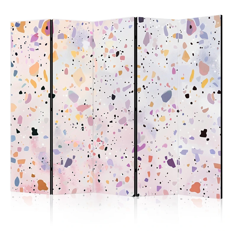 Paravent, Raumteiler freistehend, Trennwand - Terrazzo in Confetti Style - Violet-Pink - Colorful Pattern 