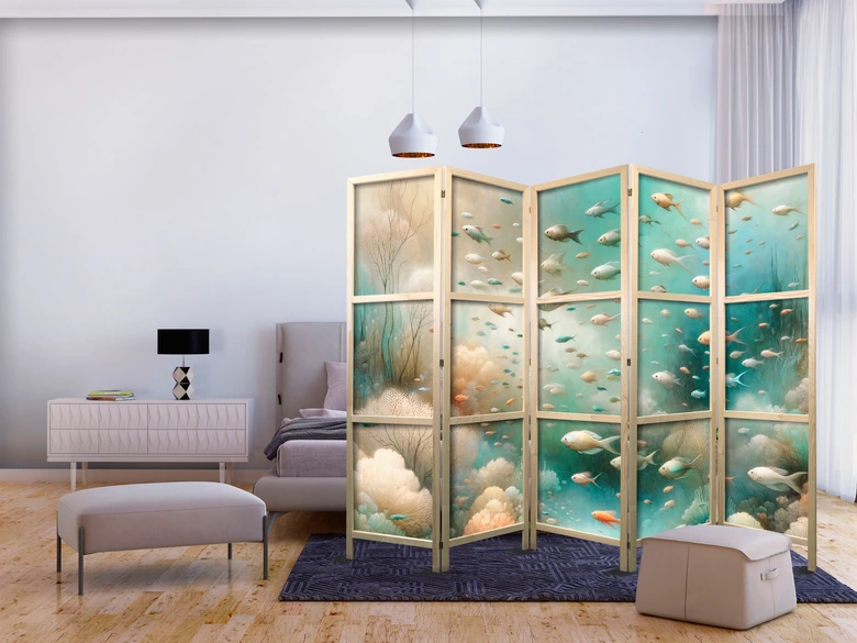 Japanischer Paravent, Raumteiler freistehend, Trennwand - Spectacular Underwater Landscape 