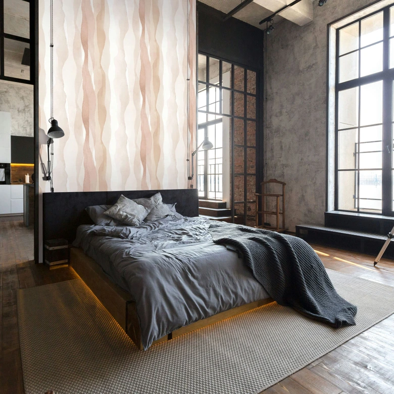Vliestapete in Beige Abstrakte Streifenoptik Grafisch Modern  