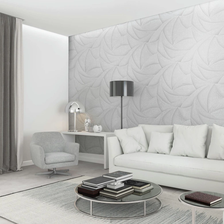 Vliesbehang in wit 3D-look golvend grafisch modern 