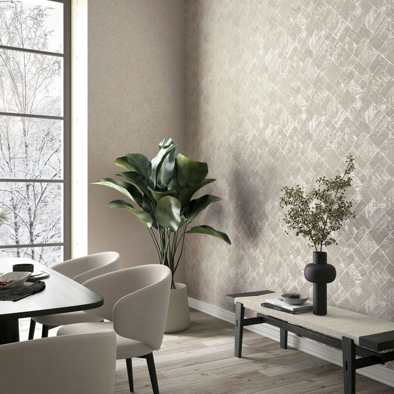 Vliestapete in Beige Karriert, Rautenmuster Grafisch Geometrisch 