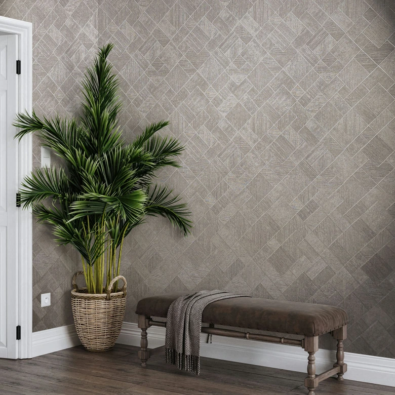 Vliestapete in Grau, Beige Karriert, Rautenmuster Grafisch Geometrisch 