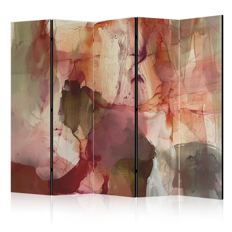 Paravent, Raumteiler freistehend, Trennwand - Rose Abstraction - Spilled Watercolor Paint in Spring Colors 