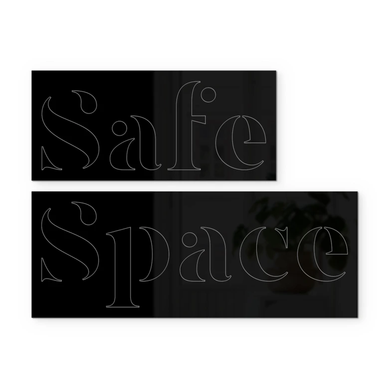 letra 3D Safe Space - decoración mural de cristal acrílico 