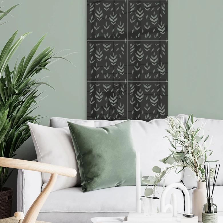 Ruimteverdeler, scheidingswand gebloemde bladeren - acryl  