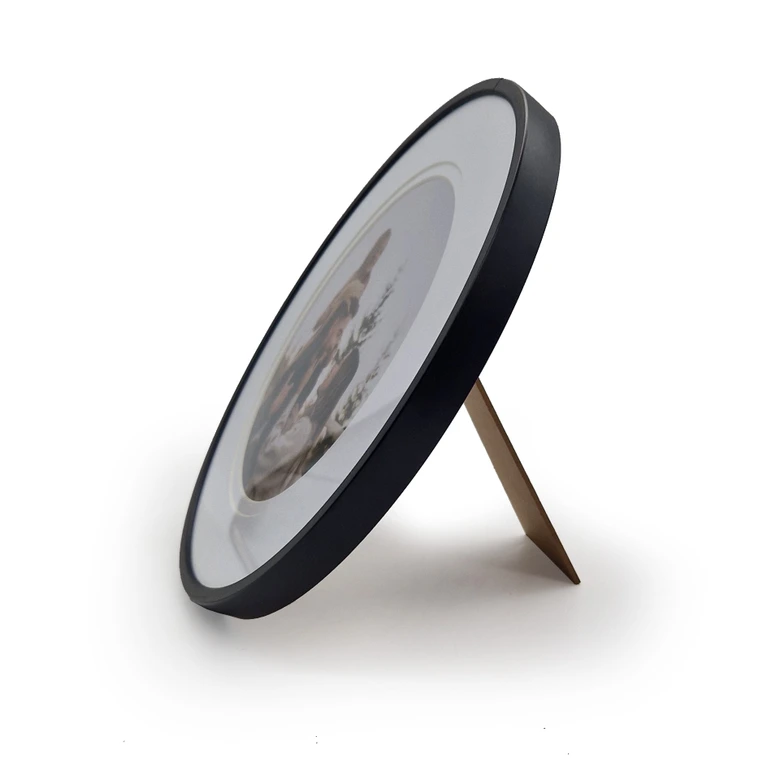 Aluminium Bilderrahmen Gold Schwarz mit Passepartout - Rund - 25,4 x 25,4 cm 