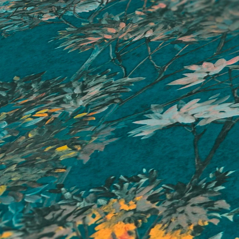 papier peint intissé avec arbres noir bleu foncé - papier peint aquarelle 