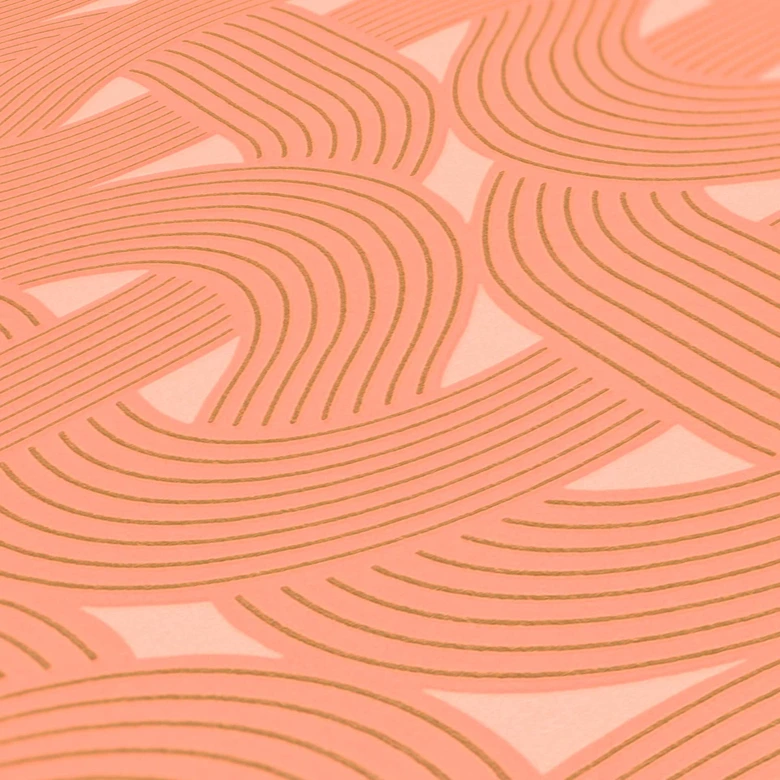 Papier peint art déco orange marron - papier peint graphique à motifs de lignes 