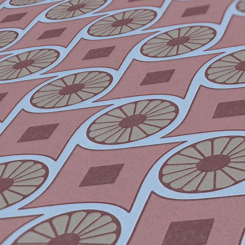 Papier peint graphique avec motif circulaire violet bleu - papier peint intissé style rétro 